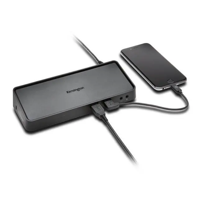 Alt view image 2 of 6 - USB 3.0 Dual Display Docking Station (K33997WW) Black | 4 USB 3.0 + 2 USB 2.0 ports, DP & HDMI dual 2K@60Hz, GbE, powers accessories only (not laptop), Mac requires USB-C adapter