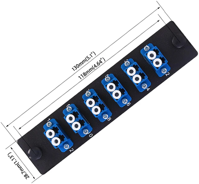 Alt view image 3 of 7 - 4 Pack Fiber Patch Panel Enclosure - 6 Duplex LC Adapters, 12 Fiber Optic Ports, LGX Compatible, LC UPC Blue, Single Mode and Multimode Compatible for 1.25G/10GB OS1-2/OM1-3 Networks