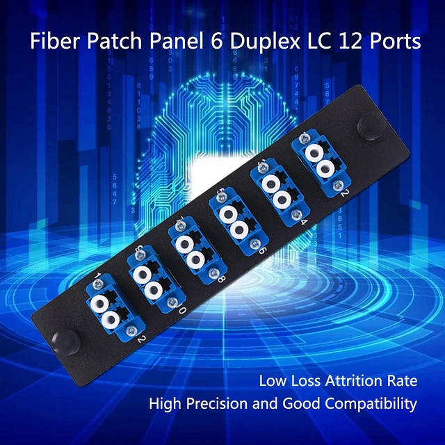 Alt view image 5 of 7 - 4 Pack Fiber Patch Panel Enclosure - 6 Duplex LC Adapters, 12 Fiber Optic Ports, LGX Compatible, LC UPC Blue, Single Mode and Multimode Compatible for 1.25G/10GB OS1-2/OM1-3 Networks