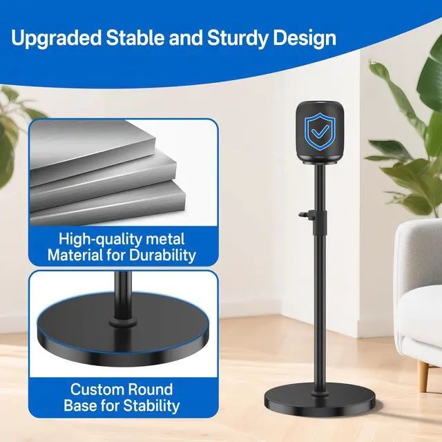 Alt view image 4 of 6 - Height Adjustable Speaker Stand for Homepod 1 and Homepod 2 Stand Built-in Cable Management - Heavy-Duty Floor Speaker Stands for HomePod 1st and 2nd Generation Speakers Easy to Install, Black