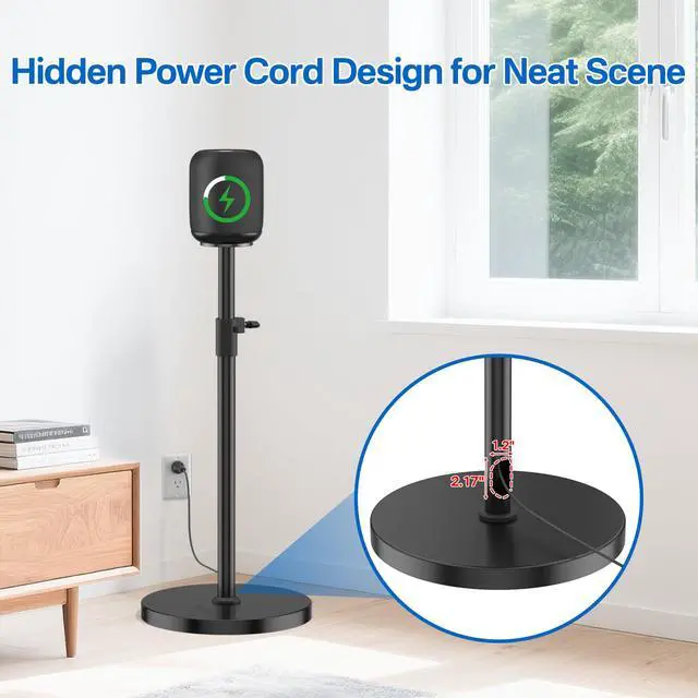 Alt view image 5 of 6 - Height Adjustable Speaker Stand for Homepod 1 and Homepod 2 Stand Built-in Cable Management - Heavy-Duty Floor Speaker Stands for HomePod 1st and 2nd Generation Speakers Easy to Install, Black