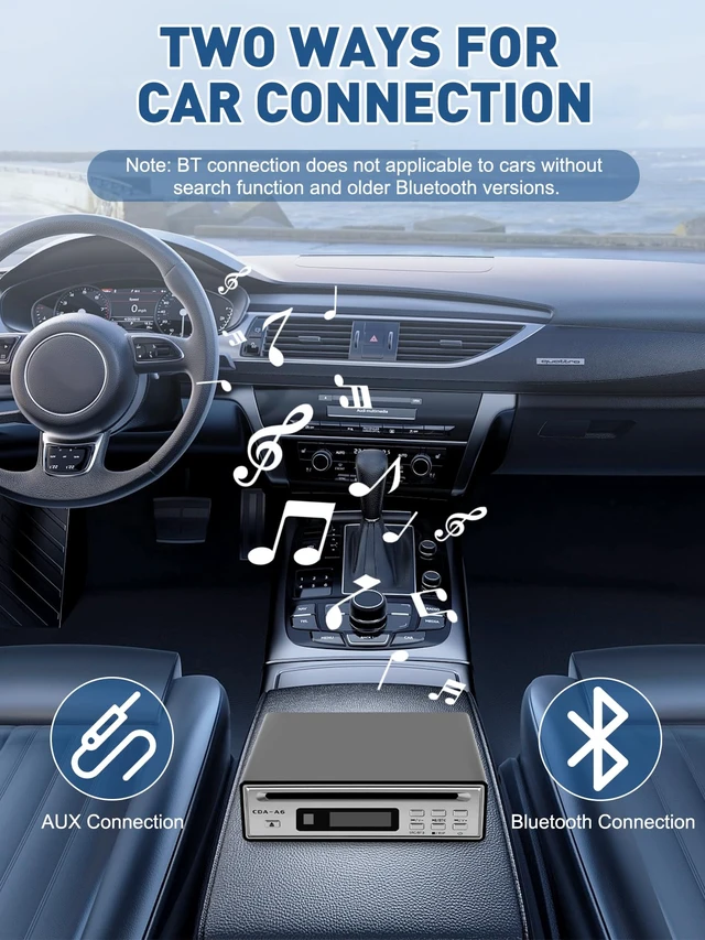 Alt view image 3 of 7 - HiFi CD Player for Home, CD Ripper, Bluetooth Car CD Player with USB Ripping, Rip CD to USB, External High-Fidelity Player for Car with Optical, AUX outputs, Bluetooth Transmitter/Receiver