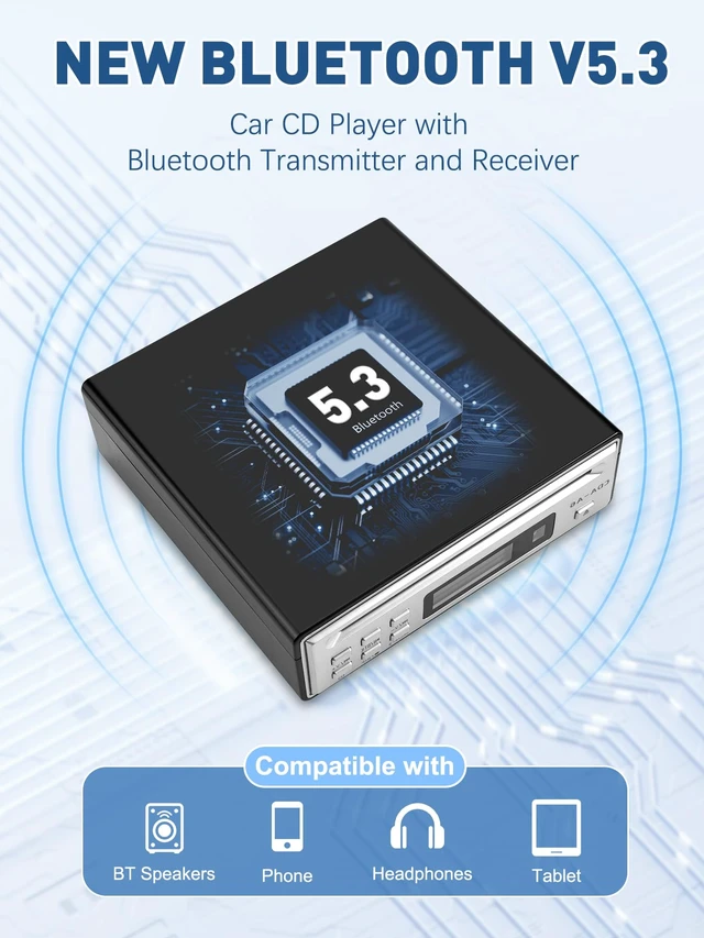 Alt view image 4 of 7 - HiFi CD Player for Home, CD Ripper, Bluetooth Car CD Player with USB Ripping, Rip CD to USB, External High-Fidelity Player for Car with Optical, AUX outputs, Bluetooth Transmitter/Receiver