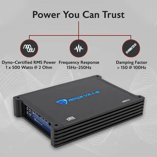 Alt view image 2 of 7 - dB12 2000 Watt Peak/500w RMS Mono 2 Ohm Amplifier Car Amp, Bass Knob | Bass Knob, MOSFET Power Supply, Subsonic Filter, Low Pass Crossover, Bass EQ, Phase Control, Soft Start