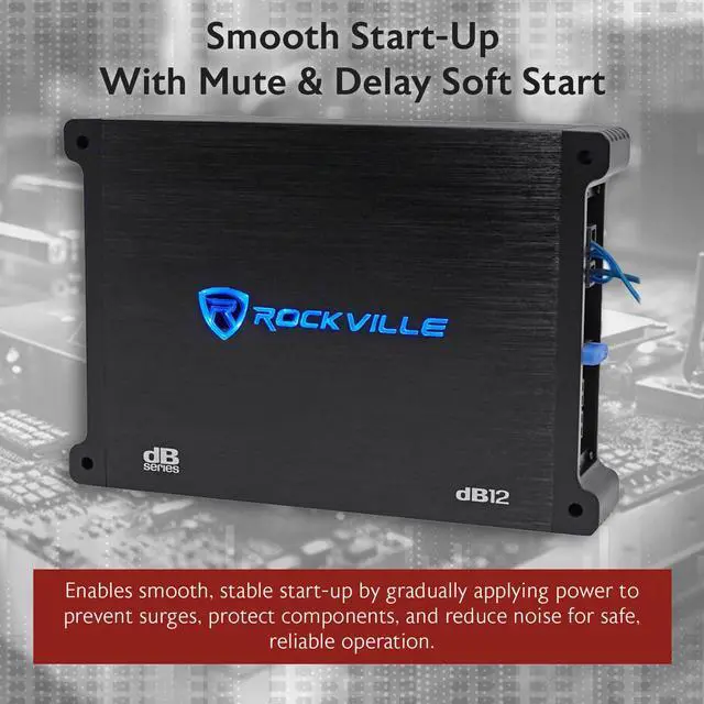 Alt view image 7 of 7 - dB12 2000 Watt Peak/500w RMS Mono 2 Ohm Amplifier Car Amp, Bass Knob | Bass Knob, MOSFET Power Supply, Subsonic Filter, Low Pass Crossover, Bass EQ, Phase Control, Soft Start
