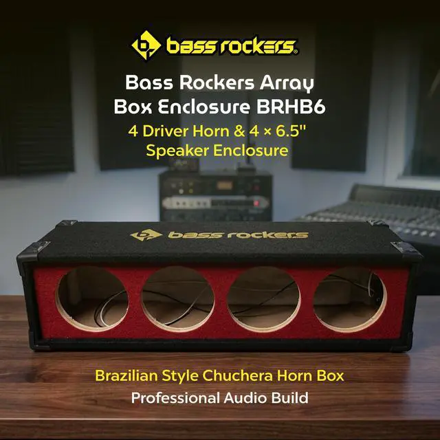 Alt view image 3 of 7 - Array Box Enclosure BRHB6 4 Driver Horns 4 x 6.5 Speakers Xtreme Durable Strong Wood Subwoofer Boxes Color Carpet Chuchera Horn Brazilian Style