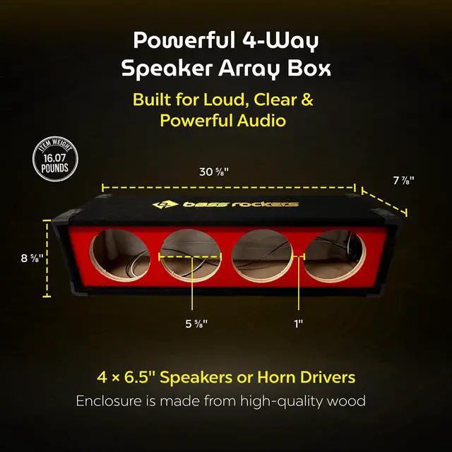 Alt view image 4 of 7 - Array Box Enclosure BRHB6 4 Driver Horns 4 x 6.5 Speakers Xtreme Durable Strong Wood Subwoofer Boxes Color Carpet Chuchera Horn Brazilian Style