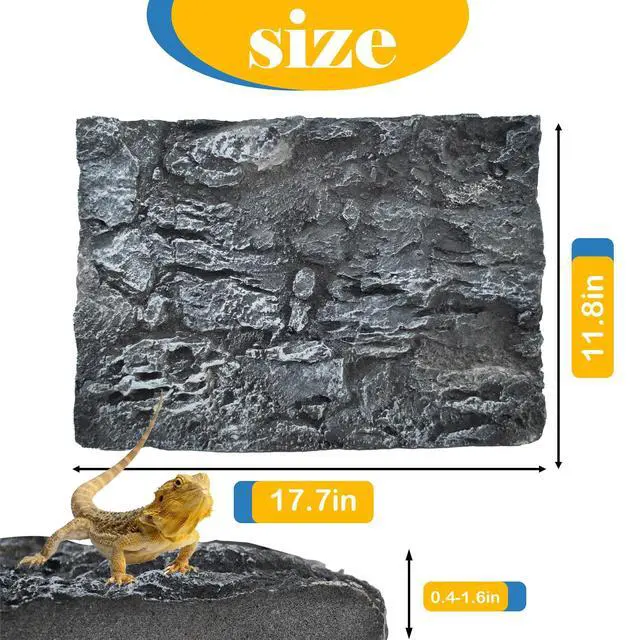 Alt view image 2 of 7 - Reptile Tank Background Board Rock Terrarium Cork Background Board 3D Wall Backdrop Aquarium DéCor Backgrounds Amphibian Habitat Decoration for Lizards Leopard Gecko Bearded Dragons Turtle