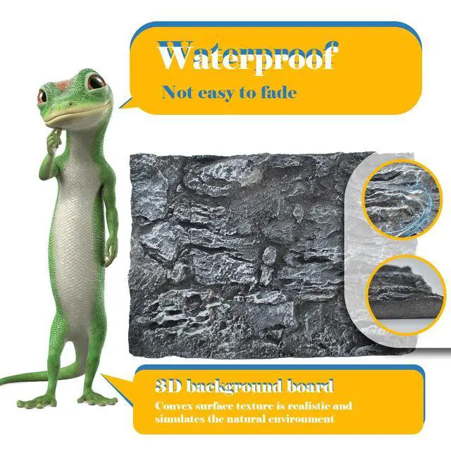 Alt view image 4 of 7 - Reptile Tank Background Board Rock Terrarium Cork Background Board 3D Wall Backdrop Aquarium DéCor Backgrounds Amphibian Habitat Decoration for Lizards Leopard Gecko Bearded Dragons Turtle