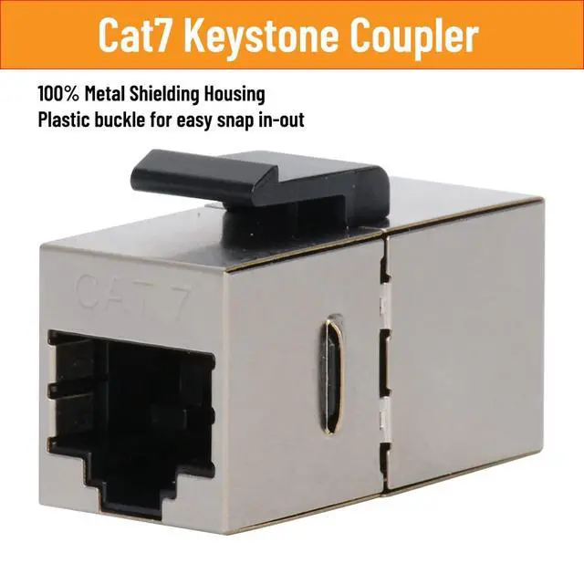Alt view image 3 of 6 - RJ45 Wall Plate 2 Port, Single Gang Cat7 Wall Plate with Metal Shielded Cat 7 Ethernet Coupler, 1 Gang Low Voltage Mounting Bracket for Networking Cables (White, 2 Pack)