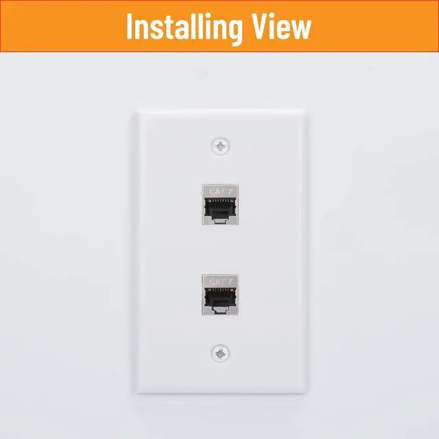Alt view image 5 of 6 - RJ45 Wall Plate 2 Port, Single Gang Cat7 Wall Plate with Metal Shielded Cat 7 Ethernet Coupler, 1 Gang Low Voltage Mounting Bracket for Networking Cables (White, 2 Pack)