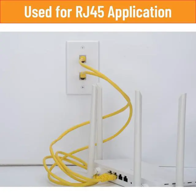 Alt view image 6 of 6 - RJ45 Wall Plate 2 Port, Single Gang Cat7 Wall Plate with Metal Shielded Cat 7 Ethernet Coupler, 1 Gang Low Voltage Mounting Bracket for Networking Cables (White, 2 Pack)