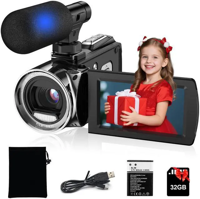 Main image of Video Camera Camcorder UHD 4K 48 MP Vlogging Camera Recorder for YouTube TikTok 3 Inch IPS Screen 18X Zoom Camcorders Camera with Microphone for Kids,Teens,Students,Beginners (Black)