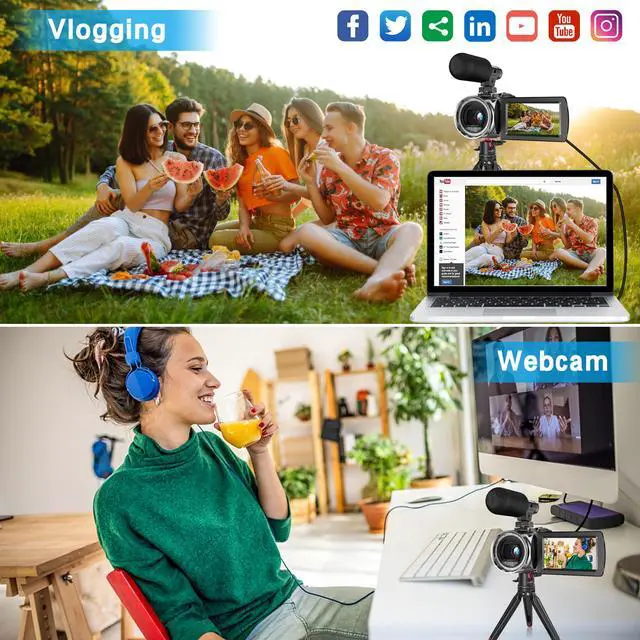 Alt view image 4 of 7 - Video Camera Camcorder UHD 4K 48 MP Vlogging Camera Recorder for YouTube TikTok 3 Inch IPS Screen 18X Zoom Camcorders Camera with Microphone for Kids,Teens,Students,Beginners (Black)