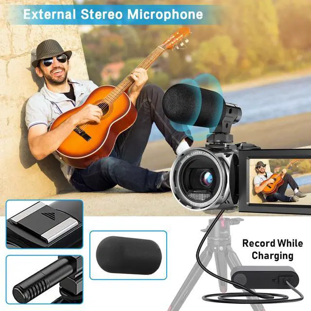 Alt view image 6 of 7 - Video Camera Camcorder UHD 4K 48 MP Vlogging Camera Recorder for YouTube TikTok 3 Inch IPS Screen 18X Zoom Camcorders Camera with Microphone for Kids,Teens,Students,Beginners (Black)