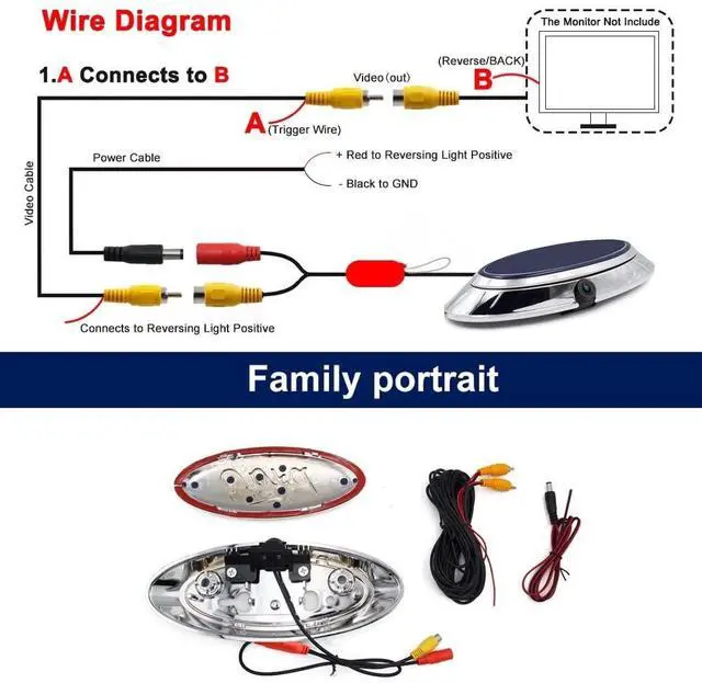 Alt view image 7 of 7 - Aftermarket Emblem Backup Camera for F150/F250/F350/F450/F550(2004-2016)RCA | CVBS | AHD Dual Signal,HD Night Vision,Waterproof,170° Wide Viewing