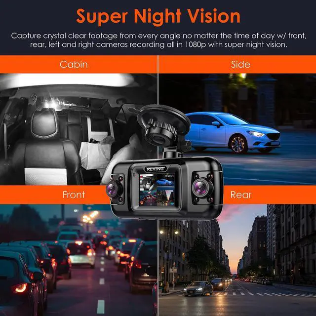 Alt view image 6 of 7 - USA R4-4 Channel Dash Cam W/All Around 1080p Resolution, Wi-Fi, GPS, IR Night Vision, Parking Mode, Collision Detection, Type-C Port