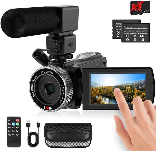 Main image of Video Camera Camcorder Full HD 4K 48MP Vlogging Camera for YouTube Digital Camera Recorder Video Camera for Filming with 3.0" Touch Screen,2 Batteries and 32G SD Card