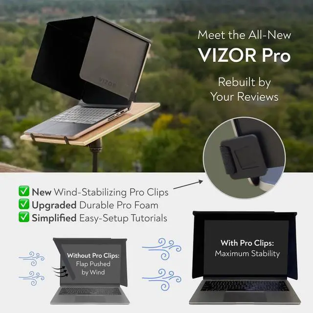Alt view image 4 of 6 - VIZOR Pro Laptop Sun Shield | Eliminate Screen Glare | One Size Fits All Laptops | New Wind-Resistant Pro Clips