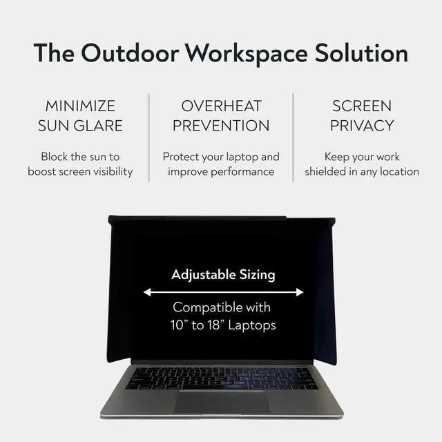 Alt view image 3 of 6 - VIZOR Pro Laptop Sun Shield | Eliminate Screen Glare | One Size Fits All Laptops | New Wind-Resistant Pro Clips