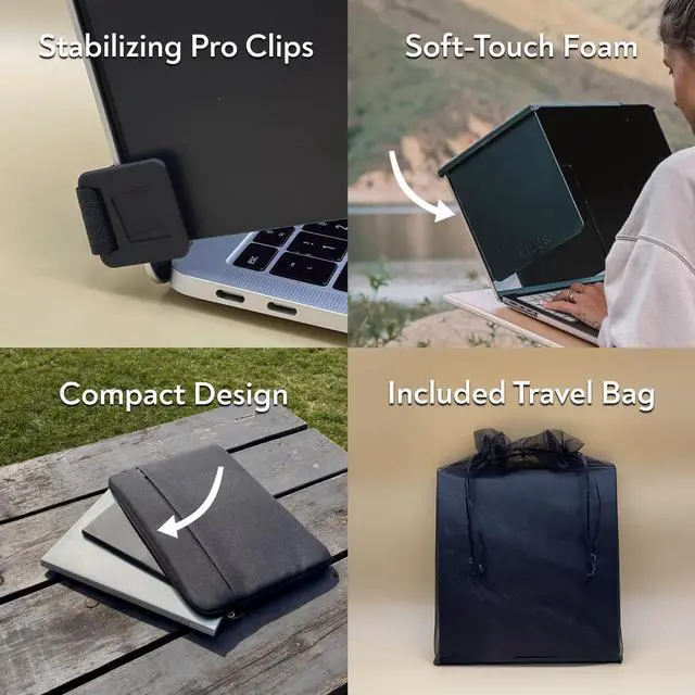 Alt view image 6 of 6 - VIZOR Pro Laptop Sun Shield | Eliminate Screen Glare | One Size Fits All Laptops | New Wind-Resistant Pro Clips