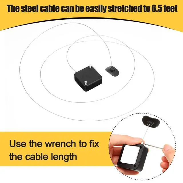 Alt view image 3 of 6 - 4 Pcs 6.5 ft Retractable Security Cable Lock with Double Sided Adhesive and Screws TV Remote Control Tether Cord Leash Anti Lost Rope Security Lanyard Lock for TV Tablets Showroom