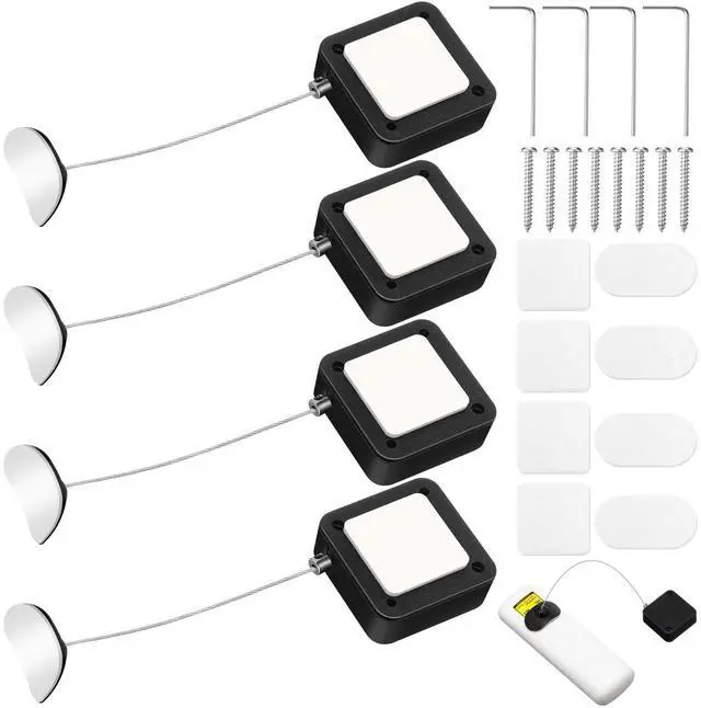 Main image of 4 Pcs 6.5 ft Retractable Security Cable Lock with Double Sided Adhesive and Screws TV Remote Control Tether Cord Leash Anti Lost Rope Security Lanyard Lock for TV Tablets Showroom