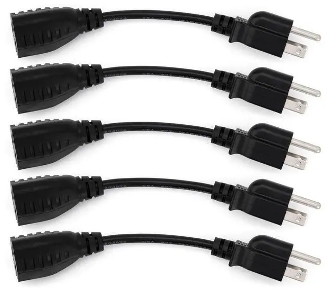 Main image of 6-Inch Power Extension Cable, 5-Pack, Outlet Saver, 18 AWG