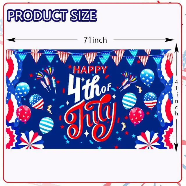 Alt view image 4 of 7 - 4th of July Banner Independence Day Decorations Outdoor 41 * 71inch Patriotic Yard Sign Party Supplies Red White and Blue Stars Backdrop for Outside Indoor Fence Balcony Garden Decorations