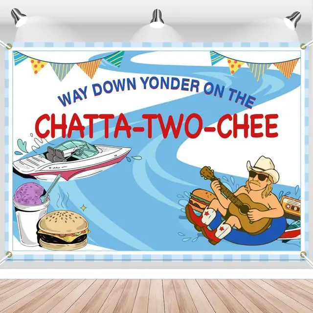 Main image of Chatta-Two-chee Birthday Backdrop Banner Chattatwochee Themed 2nd Birthday Party Decor Country Music River Party Banner
