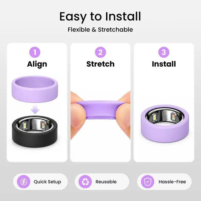 Alt view image 3 of 7 - Ring Cover Compatible with Oura Ring 5, 8 Pack Silicone Protector(S)
