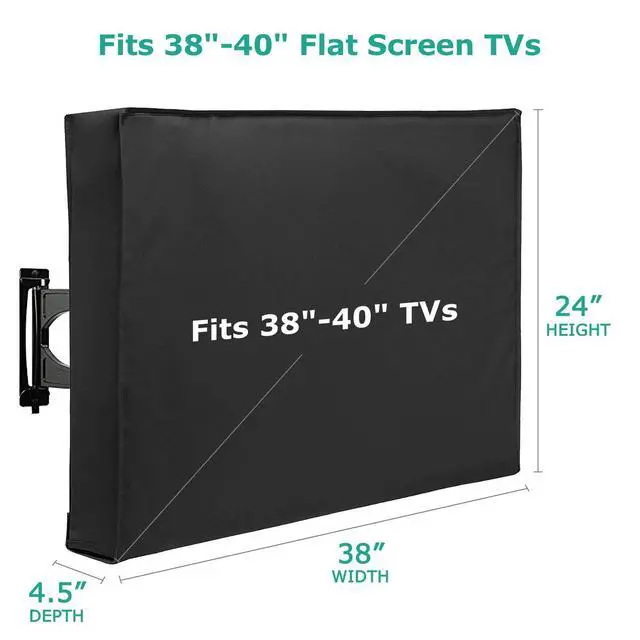 Alt view image 2 of 7 - Outdoor TV Cover Waterproof and Weatherproof, TV Screen Protector for 38-40 inch TV, Fits Most TV Mounts and Stands, with Built-in Remote Pocket for Outside LED LCD Flat Screen TVs, Black