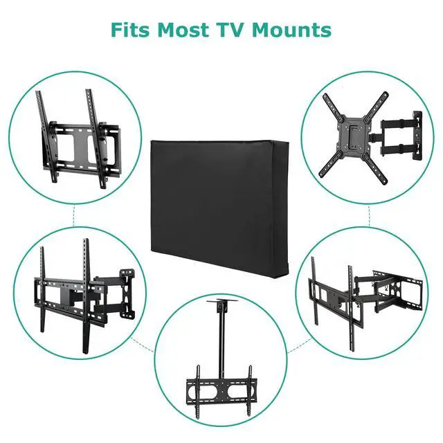 Alt view image 6 of 7 - Outdoor TV Cover Waterproof and Weatherproof, TV Screen Protector for 38-40 inch TV, Fits Most TV Mounts and Stands, with Built-in Remote Pocket for Outside LED LCD Flat Screen TVs, Black