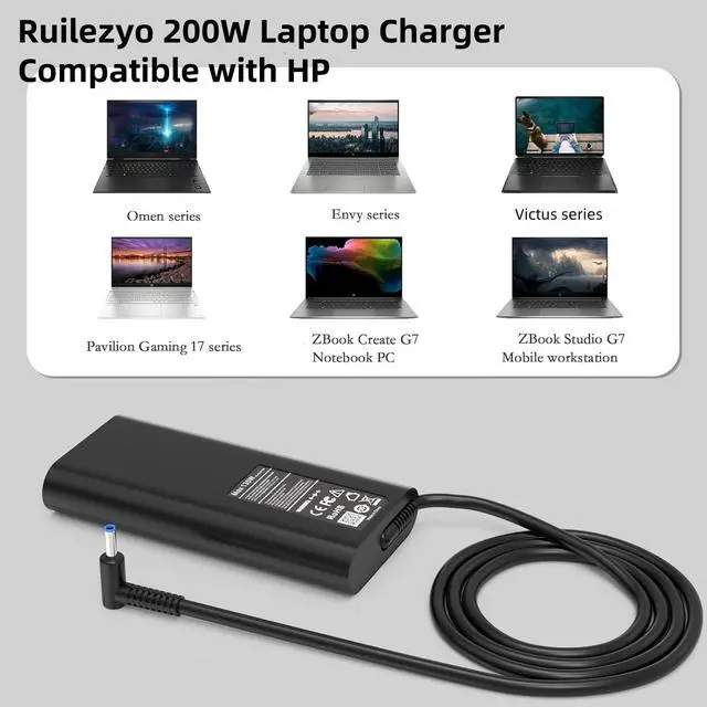 Alt view image 6 of 7 - 200W Victus Gaming Laptop Charger Compatible with HP Victus | Fit for HP Victus 15.6" 16 RTX4050 AI Omen 15 17 Gaming Laptop ZBook Fury 15 17 G7 G8 L00895-003