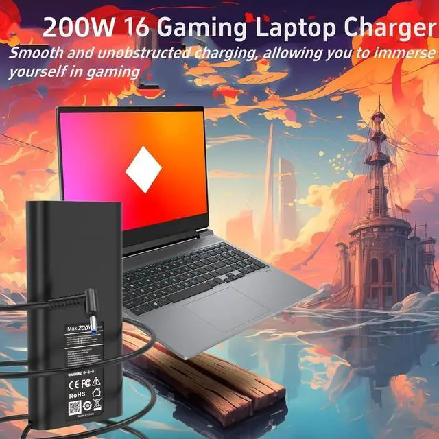 Alt view image 4 of 7 - 200W Victus Gaming Laptop Charger Compatible with HP Victus | Fit for HP Victus 15.6" 16 RTX4050 AI Omen 15 17 Gaming Laptop ZBook Fury 15 17 G7 G8 L00895-003