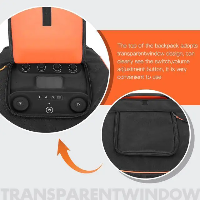 Alt view image 3 of 6 - Speaker Case Compatible with JBL PartyBox Ultimate,Without Wheels | Portable Speaker Dust Cover Storage Bag Fits for JBL PartyBox Ultimate for Outdoor Travel,Black+Orange,Cover Only
