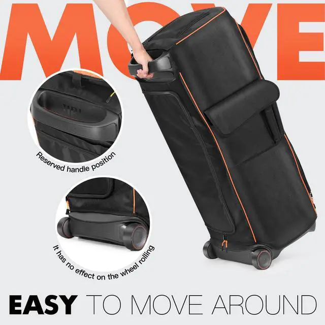 Alt view image 6 of 6 - Speaker Case Compatible with JBL PartyBox Ultimate,Without Wheels | Portable Speaker Dust Cover Storage Bag Fits for JBL PartyBox Ultimate for Outdoor Travel,Black+Orange,Cover Only