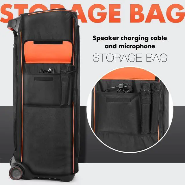 Alt view image 5 of 6 - Speaker Case Compatible with JBL PartyBox Ultimate,Without Wheels | Portable Speaker Dust Cover Storage Bag Fits for JBL PartyBox Ultimate for Outdoor Travel,Black+Orange,Cover Only
