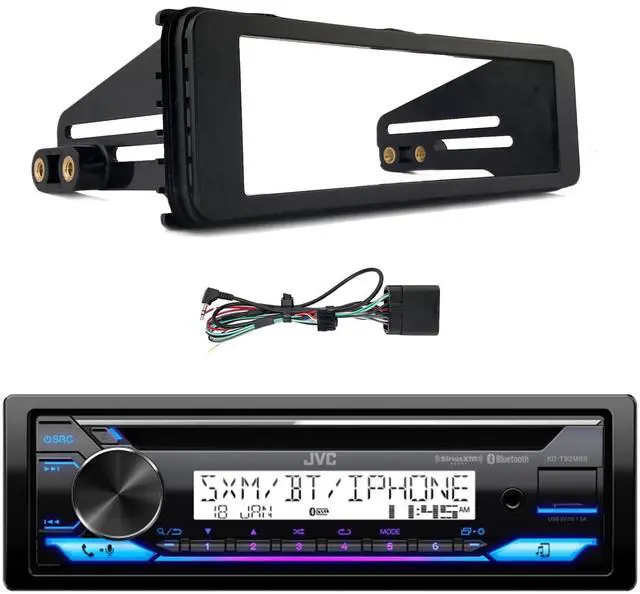 Main image of JVC KD-T92MBS Single DIN Marine USB Bluetooth CD Stereo Receiver with Radio Installation Kit (Fits Select 1998-2013 Harley Davidson Motorcycles)