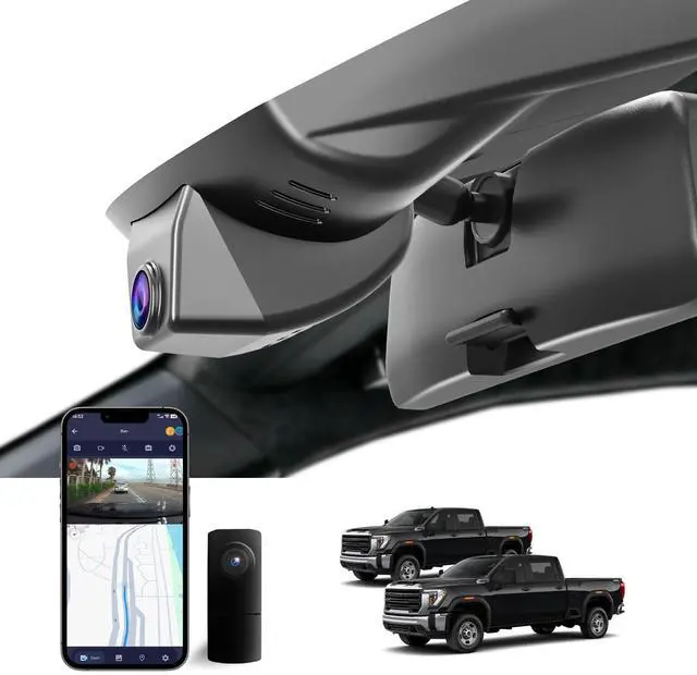 Main image of OEM Style Front & Rear Dash Cam for GMC Sierra 2022-2026 | Front 4K, Rear 1080P, 128GB Card, Hidden Design, Plug&Play, Easy Install, Loop Recording, G-Sensor, Free App