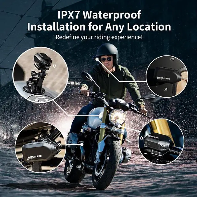 Alt view image 5 of 7 - Drift Ghost XL Pro 4K Action Camera for Motorcycle Helmet, Waterproof Action Camera with Image Stabilization, Rotating Lens, Dash Cam Mode, Motorcycle Camera, Bike Camera, Long Battery Life