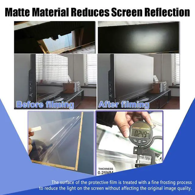 Alt view image 4 of 7 - 75 Inch Anti Glare TV Screen Film, TV Screen Protector Frosted Anti Glare Blue Light Dustproof Scratch Filter Film, New Protect Your Eyes, Reduce Eye Fatigue, 75Inch (1645 * 930mm)