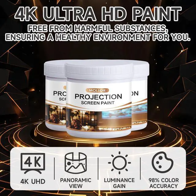 Alt view image 4 of 7 - Projector Screen Paint | Single-Coat Short Throw Projector Screen Paint For Picture Perfect 1080 HD and 4K UHD Clarity | Ideal For At-Home Indoor Use | Digital Theater White - 32 Fl Oz