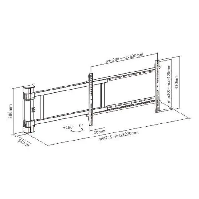 Alt view image 7 of 7 - Swing Wall Mount Bracket for 32-75" TVs, Hinged, Pack of 1 | Hinged bracket manually swings open up to 180 degrees with one finger for easy TV service, Max 110 lbs, Max Vesa 600x400
