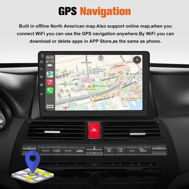 Alt view image 5 of 7 - 5G WiFi Car Radio Stereo for Honda Accord 2008-2013 Carplay | Wireless CarPlay/Android Auto,GPS DSP RDS,Upgrade Bluetooth 5.0 Rearview AM/FM Stereo 2GB RAM 32GB ROM