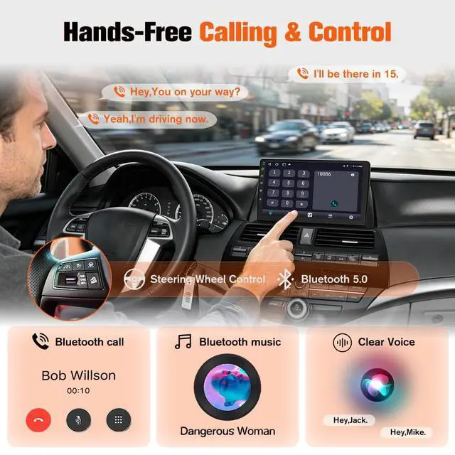 Alt view image 4 of 7 - 5G WiFi Car Radio Stereo for Honda Accord 2008-2013 Carplay | Wireless CarPlay/Android Auto,GPS DSP RDS,Upgrade Bluetooth 5.0 Rearview AM/FM Stereo 2GB RAM 32GB ROM