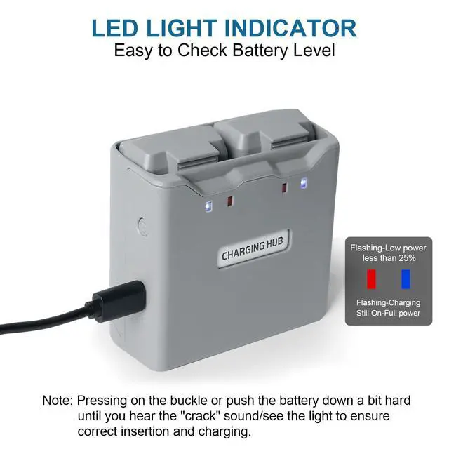 Alt view image 6 of 6 - Battery Charger Combo for DJI Mini 4K & Mini 2 Series, Includes Two 2400mAh Intelligent Flight Batteries and Two-Way Charging HUB, Up to 31 Mins of Flight Time