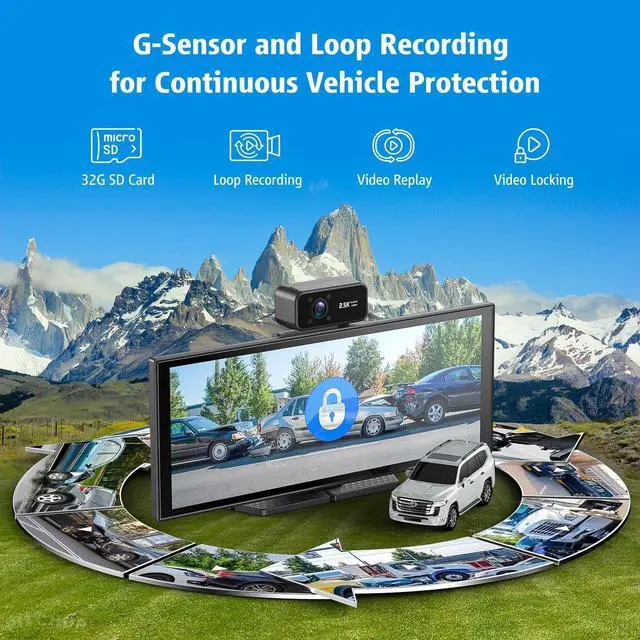 Alt view image 6 of 7 - Portable Wireless CarPlay Screen, 10.26" Fully Laminated IPS Touch Screen Car Stereo with Wireless CarPlay & Android Auto, 4K Front 2.5K Rear Dash Cam,1080P Backup Camera,Super Link,Plug & Play