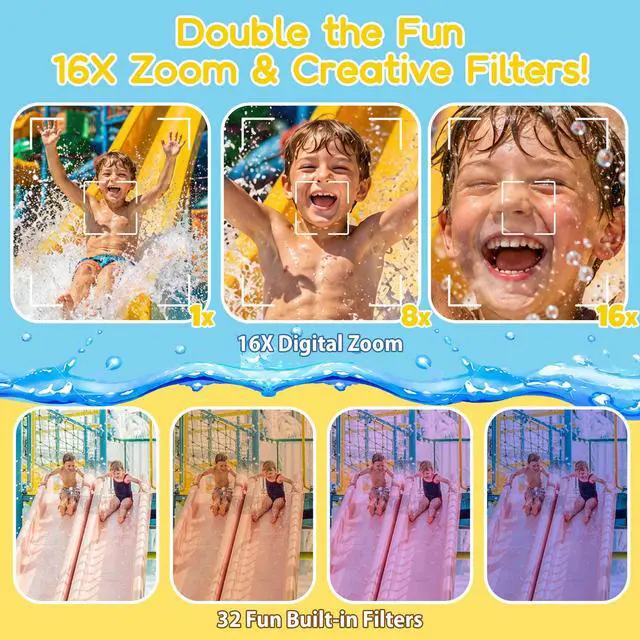 Alt view image 5 of 6 - Kids Camera with Waterproof Case, 4K Vlogging Digital Camera | 16X Zoom Autofocus, 50MP Underwater Toddler Camera for Travel, Swimming, Outdoor, Birthday Gifts for 5-16 Year Old Boys Girls