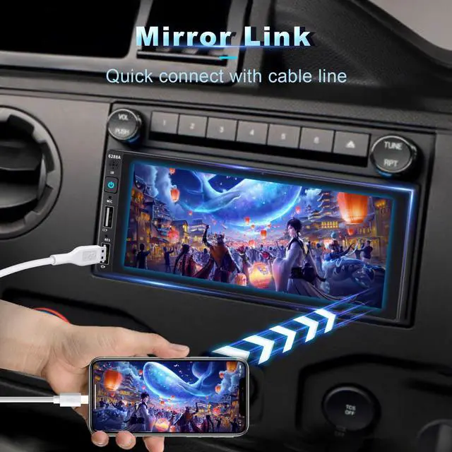 Alt view image 7 of 7 - 6.9'' Wireless Single Din Car Stereo with Apple Carplay | IPS Touch Screen Car Radio with Bluetooth,Backup Camera,FM/AM Car Radio,Car play Android Auto,AUX\TF,Type-C,USB